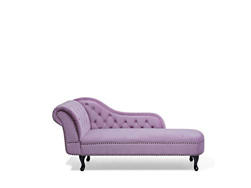 Beliani Sofá Chesterfield Chaise Longue Izquierdo en Terciopelo Rosa Nimes