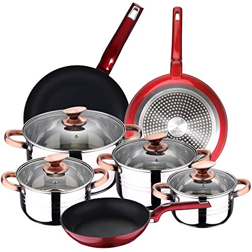 BERGNER Set 3 sartenes y Batería de cocina 8 piezas