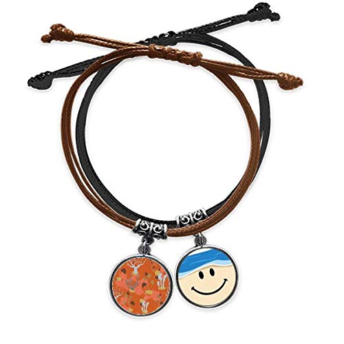 Bestchong Pulsera de piel con diseño de cactus sabana y árboles de naranjo, cuerda para la mano