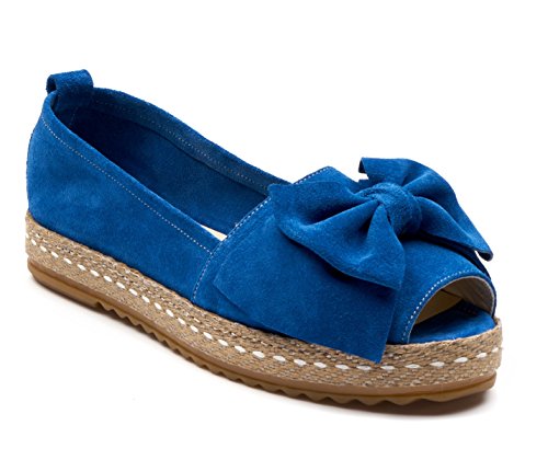 Boberck - Colección Gigi - Sandalias Planas para Mujer de Cuero - Alpargatas (9 US, Azul)