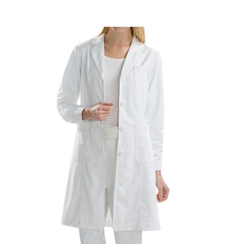 BSTT Mujer Bata de Laboratorio Blanco Uniformes de Trabajo Nueva Mejora Mangas abotonadas Gruesa XL