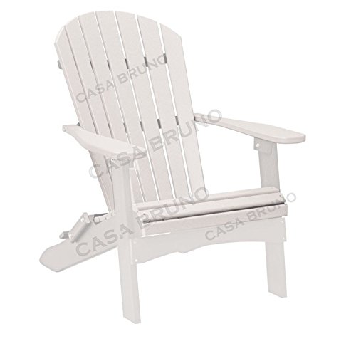 CASA BRUNO Original Alabama butaca Adirondack plegable, HDPE poly-madera, blanco - garantizada resistencia a la intemperie