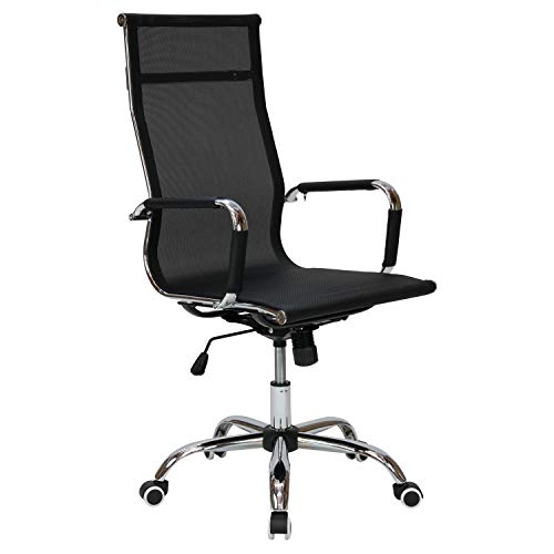 Cashoffice - Silla de Oficina XL Acabado Rejilla, Silla de Escritorio Giratoria y Regulable en Altura (Negro)