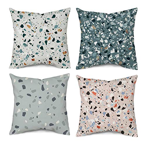 CCRoom Fundas de Cojín de Terrazo 45x45 cm, Paquete de 4 impresión a Doble Cara Decorativo Cojines Almohada Caso para Sala de Estar sofá Cama Coche en Terciopelo Cuadrado con Cremallera Invisible