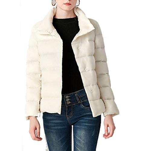 Chaqueta de Invierno para Mujer Chaqueta de plumón Ultraligera Cuello Alto Abrigo Corto Cálido sin Mangas Manga Larga Packable Ocio Parkas