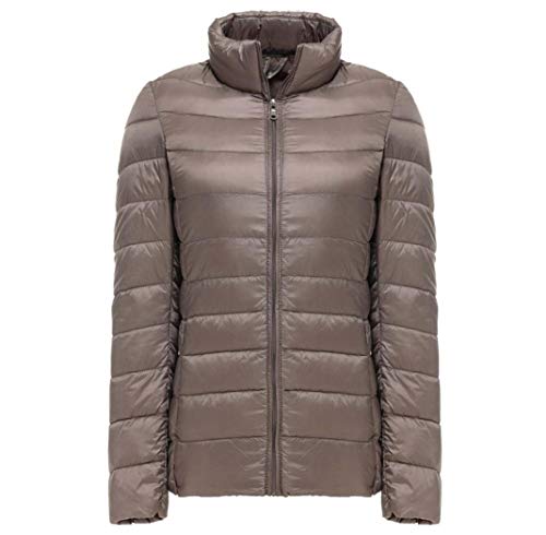 Chaqueta de plumón para Mujer Invierno Ultra Ligero Calidez a Prueba de Viento Ligero Manga Larga Cuello Alto Packable Tallas Grandes Parkas Abrigo Corto