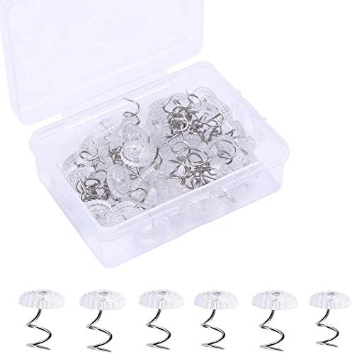 Chinchetas Tapiceria Transparentes,100 PCS Pasadores Techo Coche Interior Tachuelas de Torsión de Cabezas de Plástico Pasadores Giro Cabezas Twist Pins para Fundas Deslizantes,Colchones