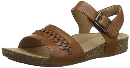 Clarks Un Perri Way, Sandalias de Talón Abierto Mujer, Marrón (Dark Tan Lea Dark Tan Lea), 39.5 EU