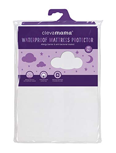 ClevaMama ClevaBed Protector de colchón impermeable, bareja para cama simple. Hipoalergénico y transpirable, Blanco, 90 x 190 cm