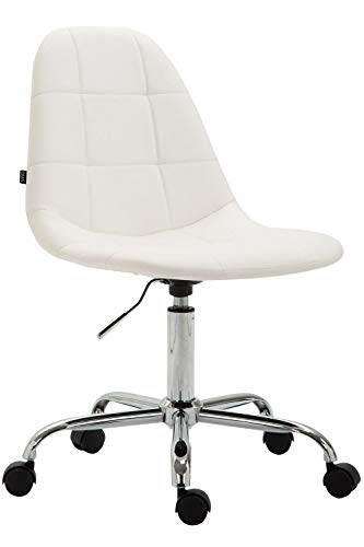 CLP Silla De Oficina Moderna Reims Tapizado En Cuero PU I Silla De Escritorio con Respaldo I Silla De Ordenador con Ruedas I Color:, Color:Blanco