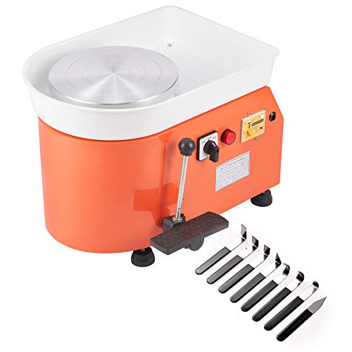 CO-Z 25CM 250W Máquina de Rueda de Cerámica de Doble Control Rueda de Cerámica Eléctrica 300 RPM con Kit de Cerámica de 8 Piezas Torno de Alfarero para Niños y Adultos (control manual y de pie)