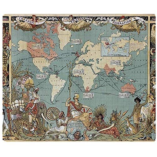 Cobija Mapa del Mundo del Imperio Británico Vintage (1886) Manta De Estadio Manta De Vellón Suave Manta De Tiro Cálido 102X127Cm