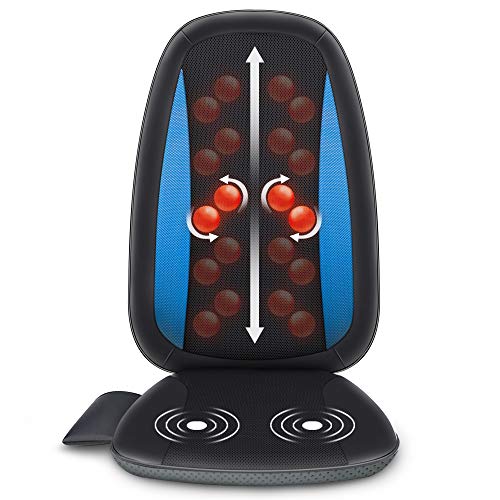 Comfier Respaldo de Masaje Shiatsu con Función Calor, Masajeador Cojín de Asiento de Masaje Profundo con Vibración para Toda la Espalda, Cintura, Caderas y Muslos en Casa, Oficina o Coche