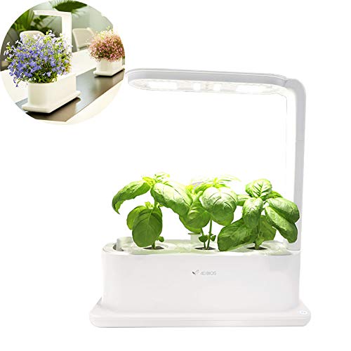 CRZJ Sistema de Cultivo hidropónico, Herb Garden Kit Indoor, Grow Smart for Plant, Operación con un Clic,Blanco