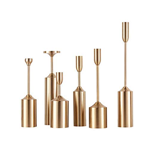 DAMAI STORE 6 / PCS Candelabro Lámpara De La Decoración del Estilo Europeo del Viento Retro Creativo De Lujo Luz De Velas Chapado De Aleación De Bronce Decoración D6cm, H22-40CM