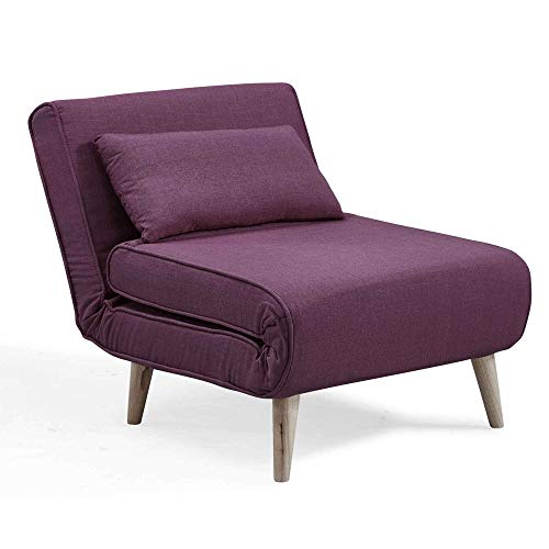 DecoInParis - Sillón convertible, tejido Tonka, color morado