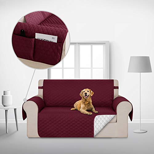 Deconovo Fundas para Sofá Protector Mueble Cubierta para Sofa Elegante Anti-Sucio 2 Plazas Rojo Vino