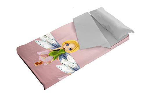 Denisa Home - Saco Nórdico Infantil Hada para Cama de 90 o 105 cm - Interior de Coralina (90 cm)