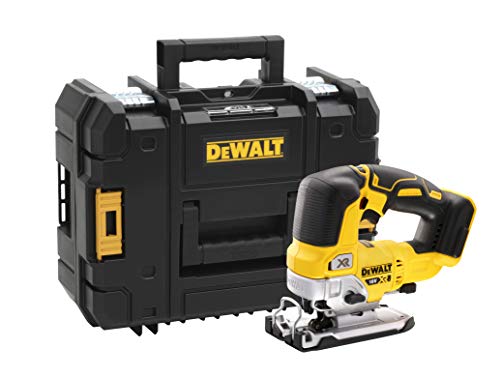 DeWalt DCS334NT-XJ DCS334NT-XJ-Sierra de Calar sin escobillas XR 18V sin Cargador/batería con maletín TSTAK II, Negro Y Amarillo