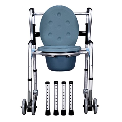 Dongyd Silla de baño WC Asiento de la Silla Plegable Andador de Altura Regulable Mujeres Embarazadas Viejo Hombre for IR al baño Silla Robusta Rueda de la Correa Resistente al Agua