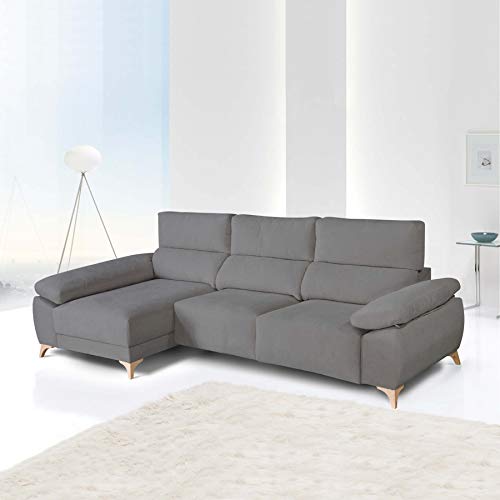 Dreaming Kamahaus Sofa Olimpia 3 plazas + Chaise Longue Izquierda | Asientos deslizantes y reposacabezas reclinables | Tejido SemiNido 2/Antracita | 154 x 295 cm | Envío y Montaje Incluido