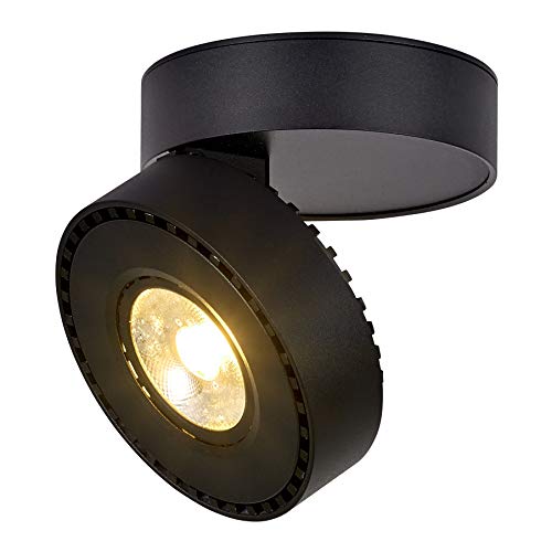 Dr.lazy 12W LED Focos para el techo,Focos de pared, Lámpara de techo, Focos de pared, Lámpara de salón, Luz de techo led, Plafón con Focos, IP20, 10X10x6CM (Negro-3000K)