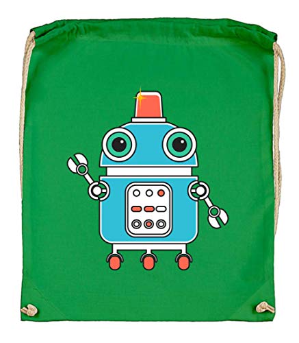 Druckerlebnis24 - Bolsa de tela de algodón orgánico, diseño de antena de robot, color verde, tamaño talla única