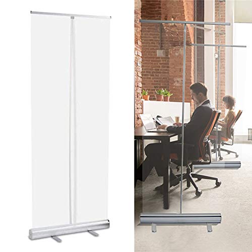 DYWOZDP Mampara Protectora Portátil Oficinas Y Trabajo, Roll Up Transparente, Protector contra La Tos, Separador De Ambientes, Pantalla Plegable, Caja De Aluminio,80×180cm