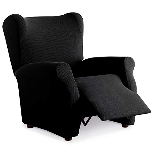 Eiffel Textile Funda Sillon Elastica Protector Adaptable Rústica Relax, 94% Poliéster, Negro