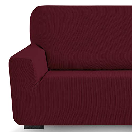 Eiffel Textile Milan Fundas para Sofa Elastica Adaptable Lisa, 94% poliéster 6% Elastano, Rojo, 3 Plazas (180-240 cm)