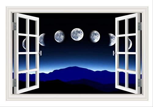 Etiqueta De La Pared 3D Ventana Paisaje Salys Decoración Para El Hogar Calcomanías Espacio Exterior S Planet Galaxy Wallpaper Decoración Para El Hogar Sala De Estar Arte De La Pared 60X90Cm