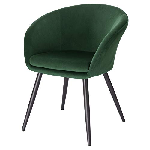 EUGAD Set de 1 Sillas Comedor Vintage Diseño Sillas Tapizada Nórdicas Moderna en Terciopelo Patas de Metal Silla de Cocina Silla de Salón Verde Oscuro