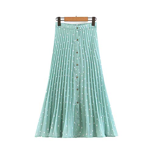 Falda plisada con diseño de lunares para mujer, estilo casual, línea A, elegante