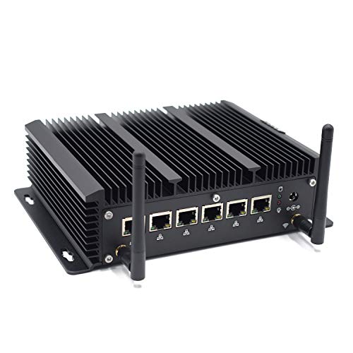 Fanless Mini PC Router Intel Core I3 7167U,Mini Desktop Computer Firewall Pfsense HDMI Display Port, Dual COM Port, 4 USB 3.0, WiFi, Support Watch Dog,8G RAM 128G SSD