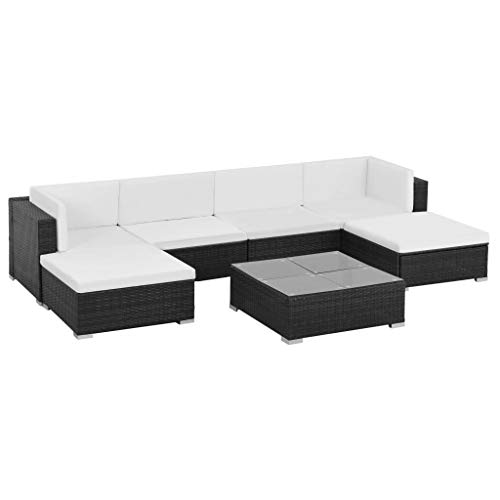 Festnight Conjunto de Muebles Ratán de Jardin Negro 19 Piezas