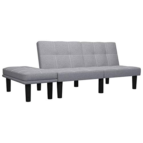 Festnight justable Sofá Cama Sofá Cama Reclinable Sofás de Salón Sofá de 2 Plazas de Tela Gris Claro