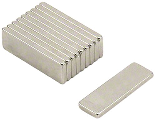 first4magnetsTM F2582-N35-10 Imán de neodimio N35 de 25 mm x 8 mm x 2 mm, 2,1 kg de tirón (paquete de 10), Set Piezas