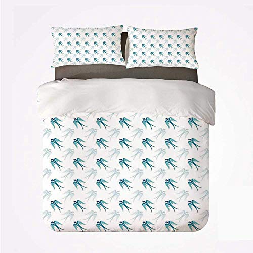 Flying Birds Decor Ilustración de Flying Birds en el cielo Noble Wings Fight for Independence Day Home,Juego de ropa de cama con funda nórdica de microfibra y 2 funda de almohada - 240 x 260 cm