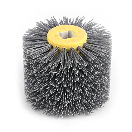 FTVOGUE Wire Wheel Brush, Abrasivos hilo cepillo Tambor abrillantador bruñido para muebles de madera brillante con rayas diseño Grit # 120