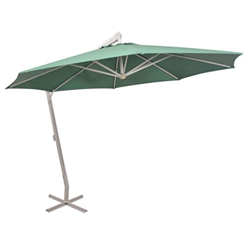 FZYHFA Sombrilla colgante 350 cm verde palo de aluminio vela parasol cortina parasol parasol paraviento exterior jardín