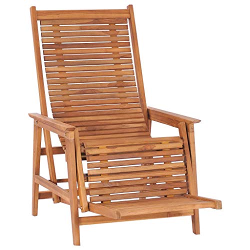 Goliraya Silla de Jardín con Reposapiés Sillón de Exterior de Madera Maciza de Teca 67,5 x 117 x 106,5 cm