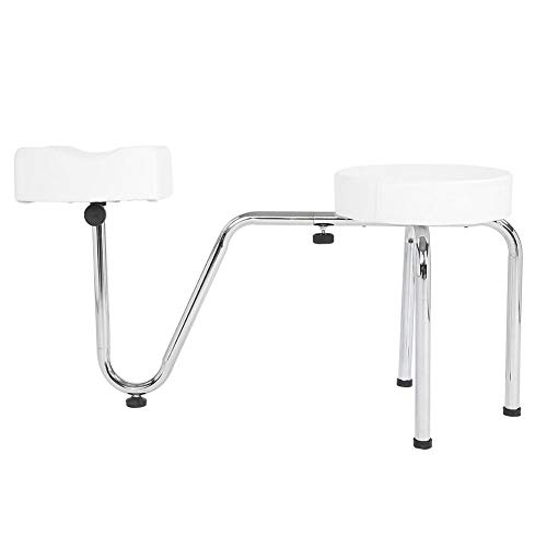 GOTOTOP 2 en 1 Taburete de Pedicura Altura Ajustable Silla de Pie de Manicura Cojines de Cuero PU para Salón de Belleza(Blanco)