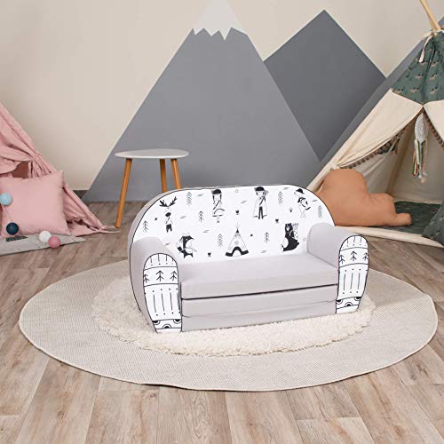 Hakuna Matte Sofá infantil Little Explorers – Sillón infantil fabricado en la UE en 100% algodón – Funda lavable – Sofá infantil adecuado para niños de 9 meses a 4 años