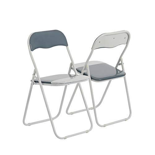 Harbour Housewares Silla de Escritorio Plegable - con Acolchado Gris/Blanco - Pack de 2