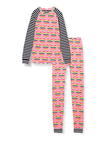 Hatley Organic Cotton Raglan Long Sleeve Printed Pyjama Set Juego de Pijama, Corazones Arcoiris, 4 Years para Niñas