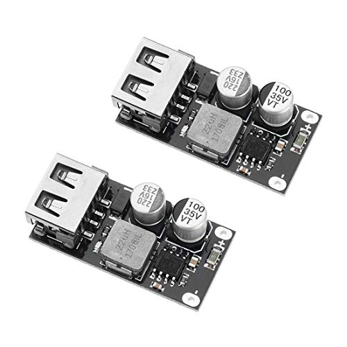 HiLetgo 2pcs DC-DC Power Buck Module 6V-32V12V24V to QC3.0 Fast Charging Single USB Charging Converter Board Apply for iPhone Huawei FCP