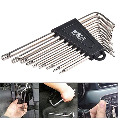 HOEN Torx Hex Key Wrench Set, Long Arm Tamper Proof Star Screwdriver Torque Repair Tool Set, L-Shape, T6 T7 T8 T9 T10 T15 T20 T25 T27