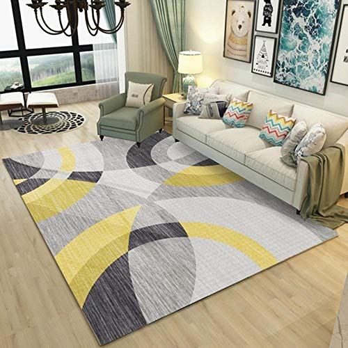 Home Decoración De Dise?O Modernos Salondormitorio De Moda Habitación Infantil Geometrica Pasillo Pastel Pelo Corto Alfombra Terciopelo Gris Mostaza Amarillo Redondo Patrón 160×230CM