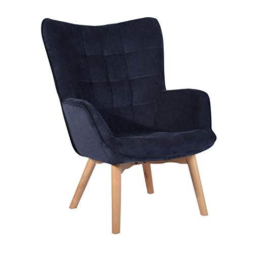 HOMYCASA - Sillón de terciopelo tapizado ocasional para ocio, sillón de terciopelo con respaldo alto y reposabrazos para sala de estar, dormitorio, salón (azul)