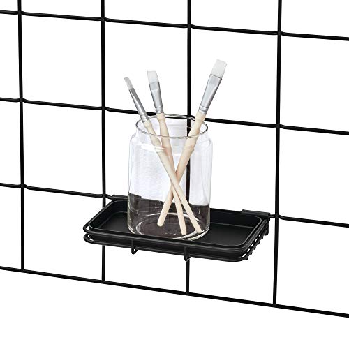 iDesign Estante adicional para sistema modular, balda pequeña de metal para organizador colgante de cocina y oficina, portalápices o jabonera para rejilla de pared, negro mate